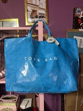 Blue Tote Bag with Charm